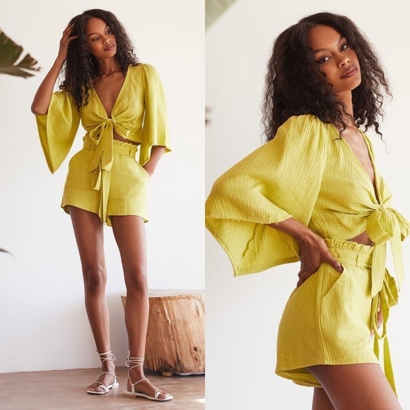 Lulu’s NWT Friendship Lime Green Tie-Front Crop Top Size Medium - Picture 9 of 9